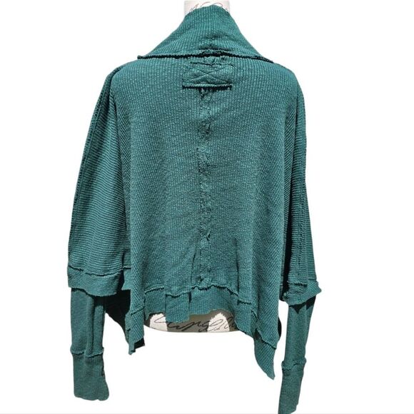 Free People -1758 Women's Moon Daisy Turtleneck Poncho Sweater Everglade Large - Picture 6 of 10